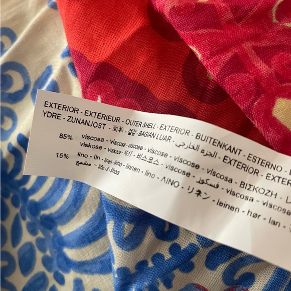 Zara * Linen Blend Printed Maxi Midi Dress Blue Boho Flowy - Picture 7 of 13